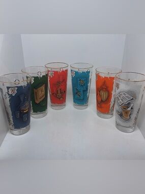 Libbey Apothecary Pharmacy Rx Gold Trim Glasses Tumblers 6.25"
Complete Set of 6